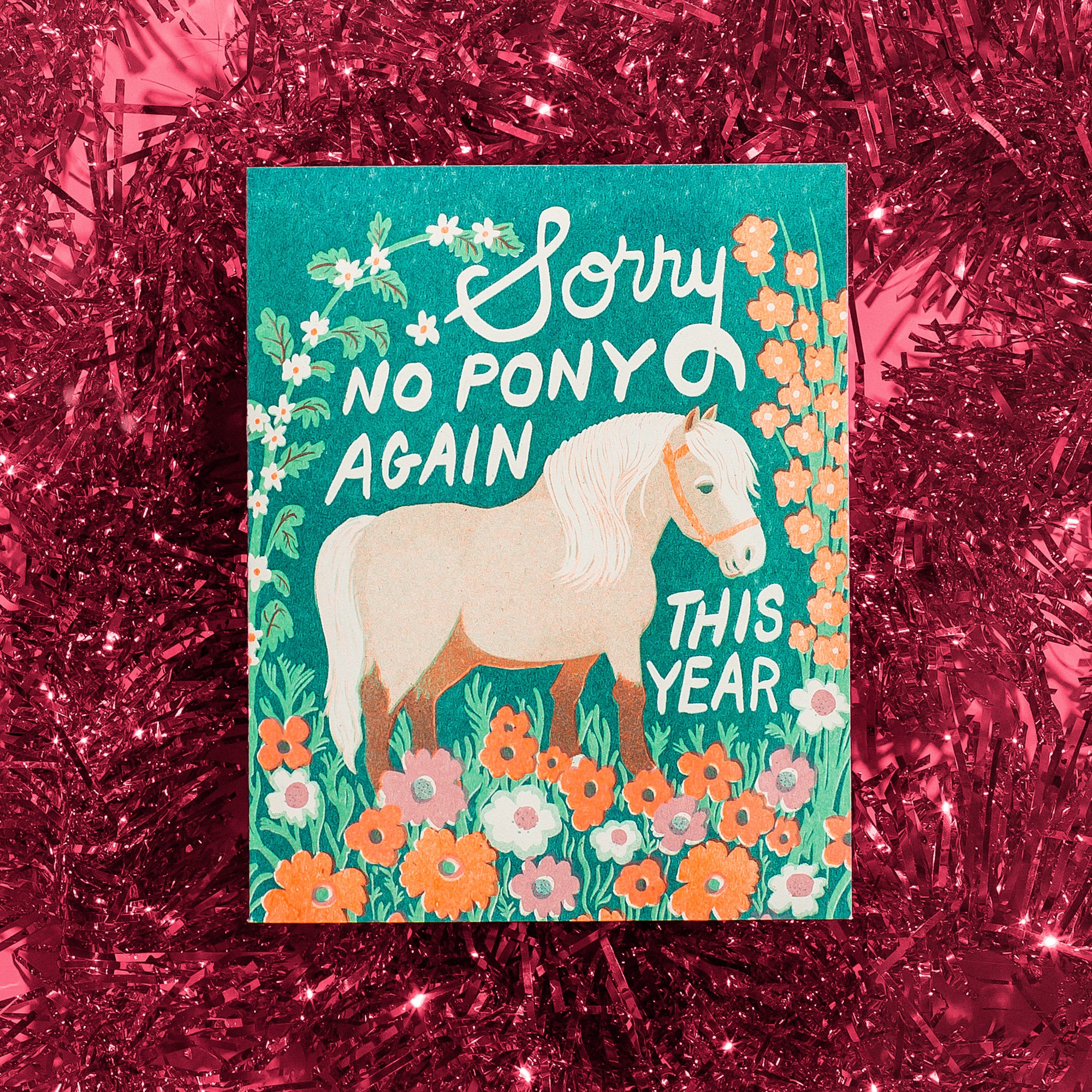 No Pony Birthday - Risograph Card